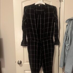 Old Navy Black and Gray Checkered Jumpsuit